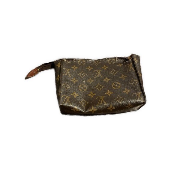 Louis Vuitton authentic Zip Brown Logo Small Zip Pouch Bag - Picture 1 of 9